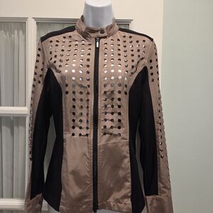 Anatomie Women's Beige and Black Bomber Jacket